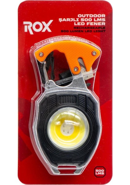 Rox 0230 Outdoor Çok Fonksiyonlu Anahtarlık Şarjlı LED Fener 500 Lümen