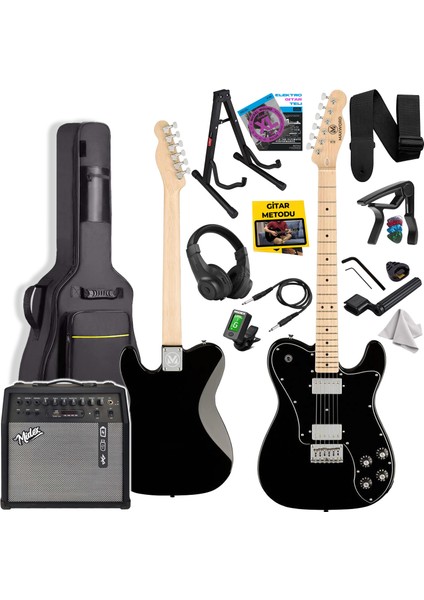 Maxword TLX-60BK-50AMP Telecaster Maple Klavye Hh 50 W Amfili Elektro Gitar Seti