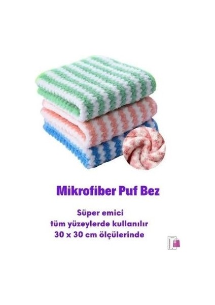 Mikrofiber Puf Bez - Süper Emici Bez - Mikrofiber Bez ( 3 Adet )