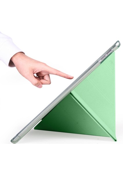 Apple iPad 5.nesil 9.7 (2017) Yatay ve Dikey Standlı Antişok Köşe Korumalı Kalemlikli Origami Slikon Kılıf ve Ekran Koruyucu A1822 A1823 modelleri