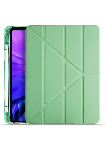 Apple iPad Pro 11 4.nesil (2022) Yatay ve Dikey Standlı Antişok Köşe Korumalı Kalemlikli Origami Slikon Kılıf A2759 A2761 A2435 A2762