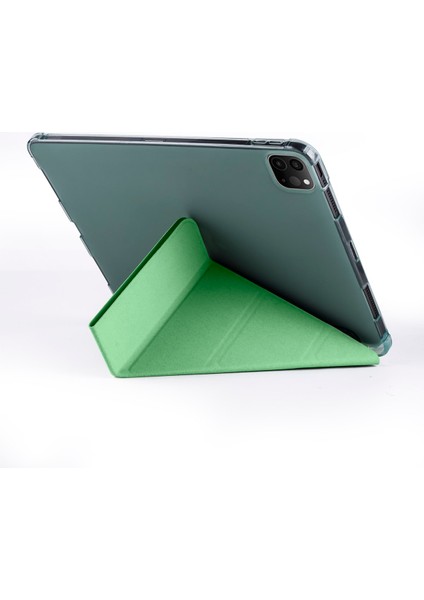 Apple iPad Pro 11 3.nesil (2021) Yatay ve Dikey Standlı Antişok Köşe Korumalı Kalemlikli Origami Slikon Kılıf ve Ekran Koruyucu A2377 A2459 A2301 A2460 modelleri