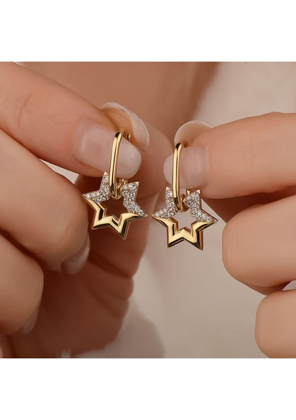 14K Altın Star Light Sallantılı Küpe modelleri