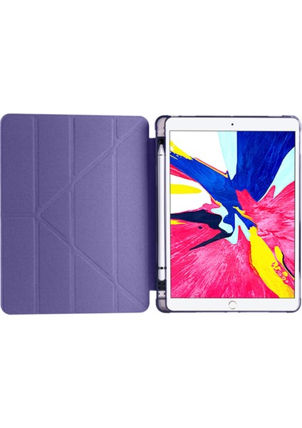 Apple iPad Pro 10.5 (2017) Yatay ve Dikey Standlı Antişok Köşe Korumalı Kalemlikli Origami Slikon Kılıf A1701 A1709 A1852