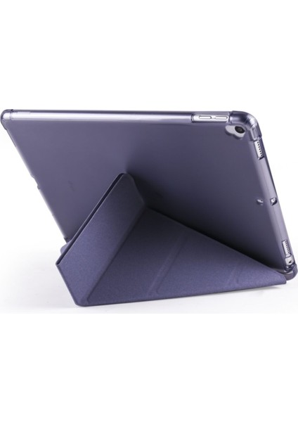 Apple iPad 9.nesil 10.2 (2021) Yatay ve Dikey Standlı Antişok Köşe Korumalı Kalemlikli Origami Slikon Kılıf A2602 A2604 A2603 A2605