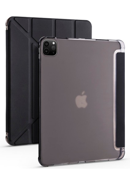 Apple iPad Pro 11 4.nesil (2022) Yatay ve Dikey Standlı Antişok Köşe Korumalı Kalemlikli Origami Slikon Kılıf A2759 A2761 A2435 A2762