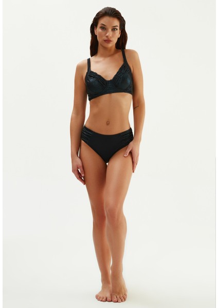 Balenli ve Toparlayıcı Bikini Takım Siyah 2106ESBK