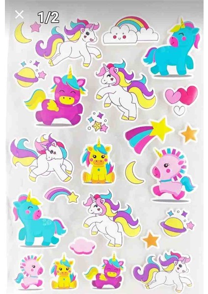 Çilek Home Avm Çilekhomeavm Unicorn Kabartmalı Sticker Etiket