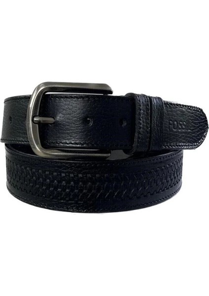 Siyah Hakiki Deri Spor Erkek Kemeri 4cm