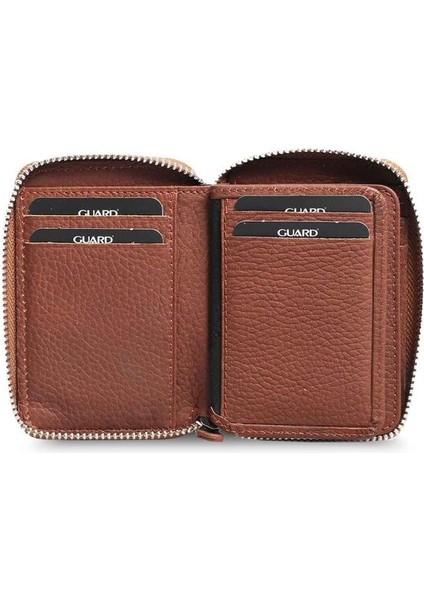 Fermuarlı Taba Deri Mini Cüzdan - GRD2403XW22152