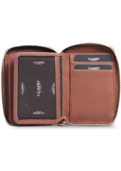 Fermuarlı Taba Deri Mini Cüzdan - GRD2403XW22152
