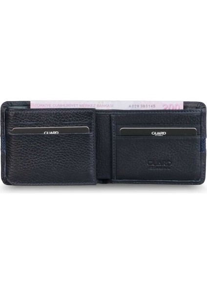 Lacivert Spor Şeritli Deri Erkek Cüzdanı - GRD2403XW22528