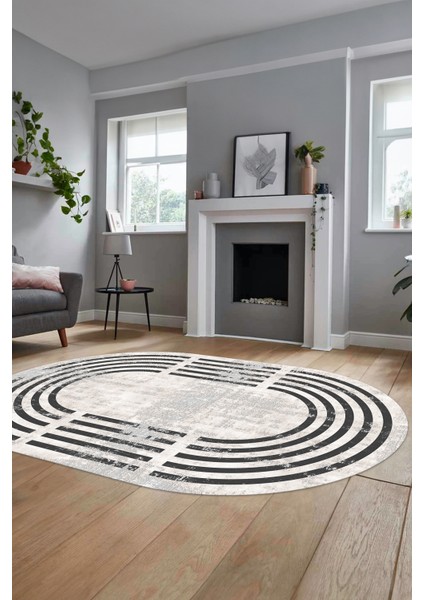Yeni Tarz Çerçeve Desen Modern Yıkanabilir Yolluk Mutfak Oval Salon Halısı, O-Çerçeveli-15-Krem, fiyatları