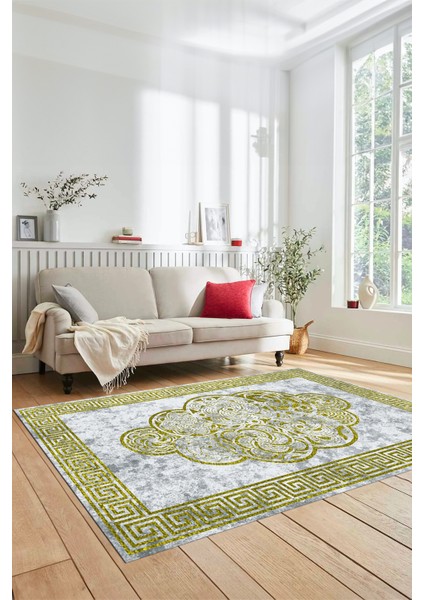 Dijital Baskılı Kaymaz Yıkanabilir Modern Çerçeveli Mutfak Salon Halısı, Çerçeveli-04-Sarı, fırsatları