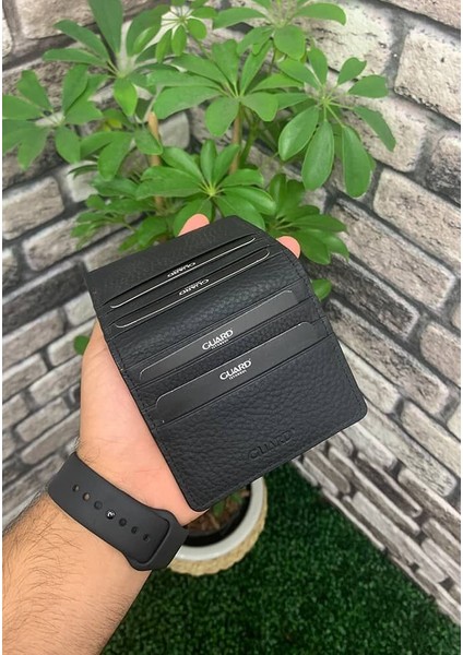 Siyah / Kırmızı Patlı Tasarım Deri Kartlık - GRD2403XW22175