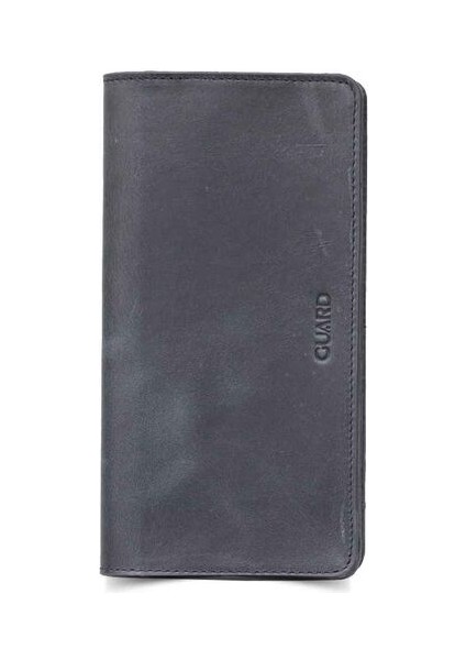Antik Siyah Telefon Girişli Deri Erkek/kadın Portföy Cüzdan - GRD2403XW22292