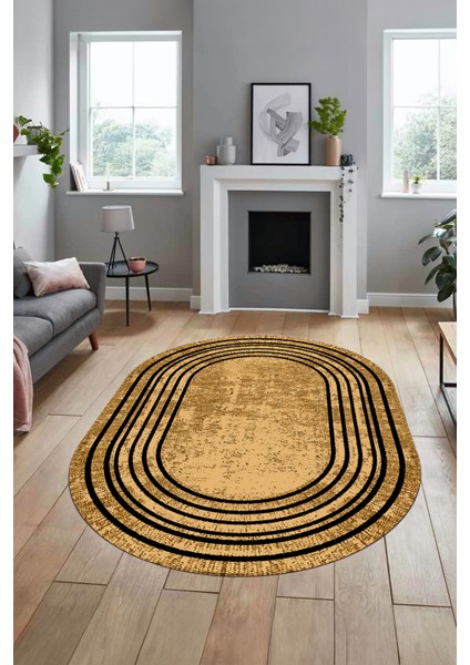 Dijital Kaymaz Yıkanabilir Çerçeveli Yolluk Mutfak Oval Salon Halısı, O-Çerçeveli-08-Bej, modelleri