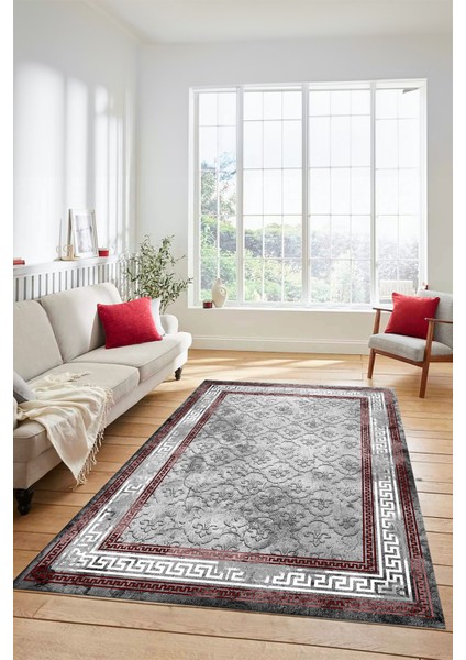 Şık Tasarım Çerçeve Desenli Modern Yıkanabilir Mutfak Salon Halısı, Çerçeveli-10-Bordo, fiyatları