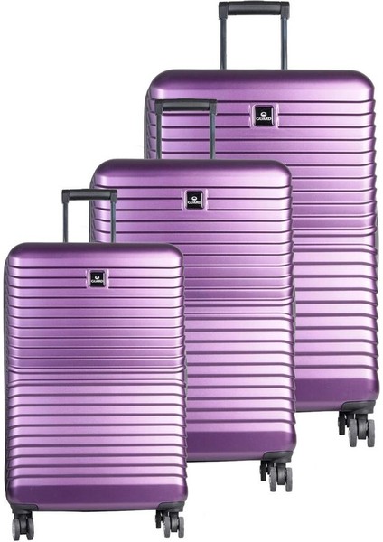 Polikarbon Kırılmaz Mürdüm Seyahat Valizi 3'lü Set - GRD2403XW22548