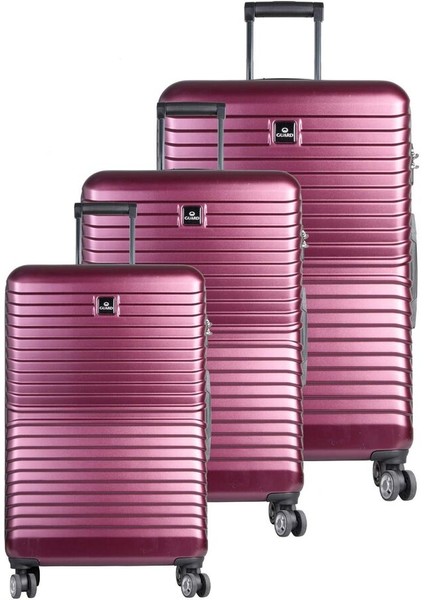 Polikarbon Kırılmaz Bordo Seyahat Valizi 3'lü Set - GRD2403XW22546