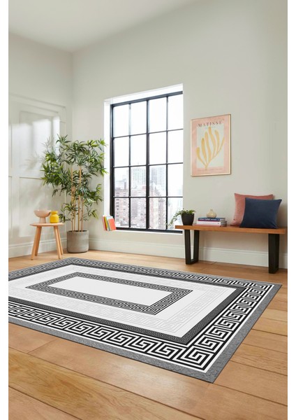 Dijital Baskılı Kaymaz Yıkanabilir Çerçeveli Şık Tasarım Mutfak Salon Halısı, Çerçeveli-03-Gri, fiyatları