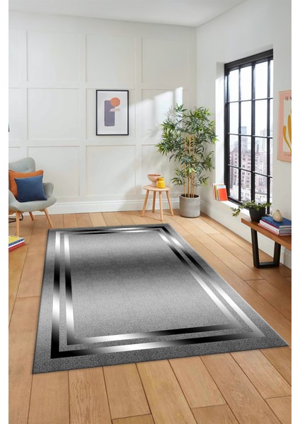 Sade Düz Renk Çerçeveli Yıkanabilir Modern Yolluk Salon Halısı, Çerçeveli-39-Gri, modelleri