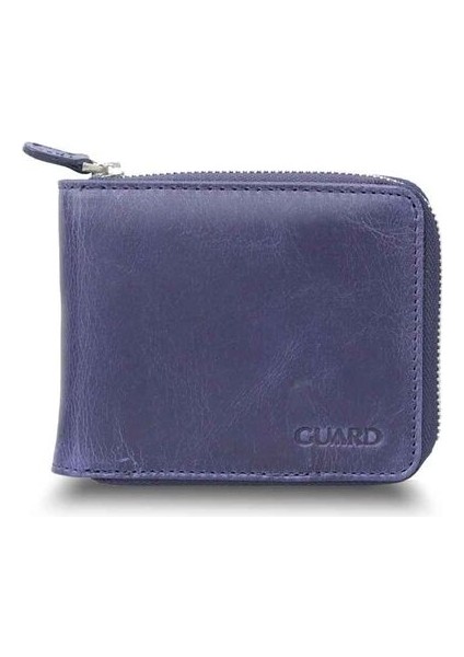 Antique Navy Blue Zipper Horizontal Mini Leather Wallet - GRD2403XW22460