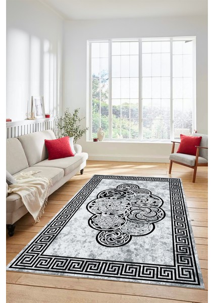 Dijital Baskılı Kaymaz Yıkanabilir Modern Çerçeveli Mutfak Salon Halısı, Çerçeveli-04-Siyah, modelleri