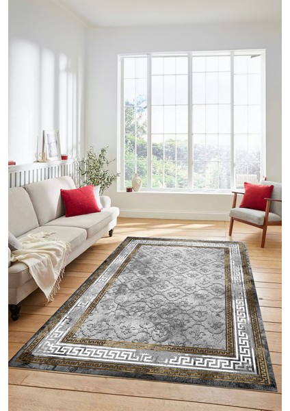 Şık Tasarım Çerçeve Desenli Modern Yıkanabilir Mutfak Salon Halısı, Çerçeveli-10-Kahve, fiyatları