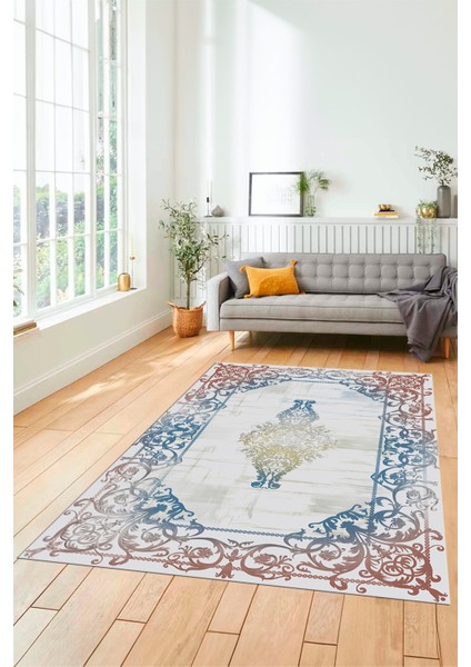Klasik Çerçeve Desenli Modern Yıkanabilir Yolluk Mutfak Salon Halısı, Çerçeveli-19-Renkli, modelleri