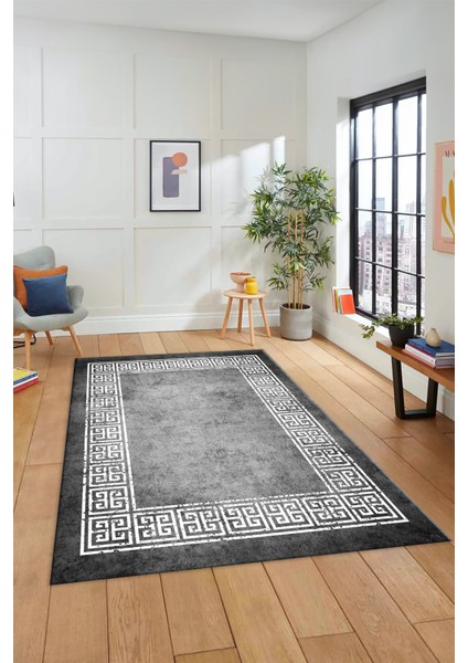 Yeni Şık Tasarım Yıkanabilir Kaymaz Taban Çerçeveli Mutfak Salon Halısı, Çerçeveli-36-Gri, fırsatları