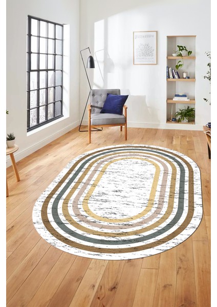 Şık Tasarım Yıkanabilir Kaymaz Çerçeveli Yolluk Oval Salon Halısı, O-Çerçeveli-41-Renkli, modelleri