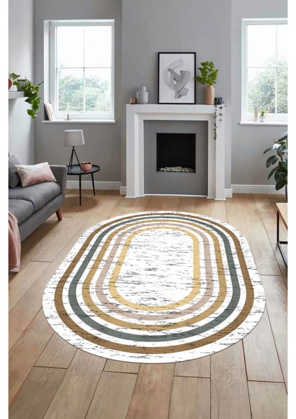 Şık Tasarım Yıkanabilir Kaymaz Çerçeveli Yolluk Oval Salon Halısı, O-Çerçeveli-41-Renkli, indirimleri