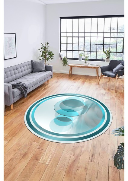 Modern Çerçeve Desen Yıkanabilir Kaymaz Yolluk Mutfak Yuvarlak Salon Halısı, Y-Çerçeveli-24-Mavi, fiyatları