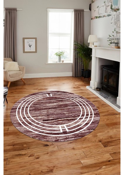 Yeni Şık Yıkanabilir Kaymaz Çerçeveli Modern Yuvarlak Yolluk Salon Halısı, Y-Çerçeveli-42-Bordo, modelleri