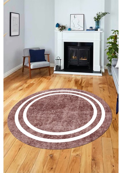 Dijital Kaymaz Yıkanabilir Sade Çerçeveli Yolluk Mutfak Yuvarlak Salon Halısı, Y-Çerçeveli-30-Bordo, fiyatları