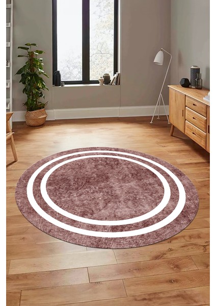 Dijital Kaymaz Yıkanabilir Sade Çerçeveli Yolluk Mutfak Yuvarlak Salon Halısı, Y-Çerçeveli-30-Bordo, modelleri