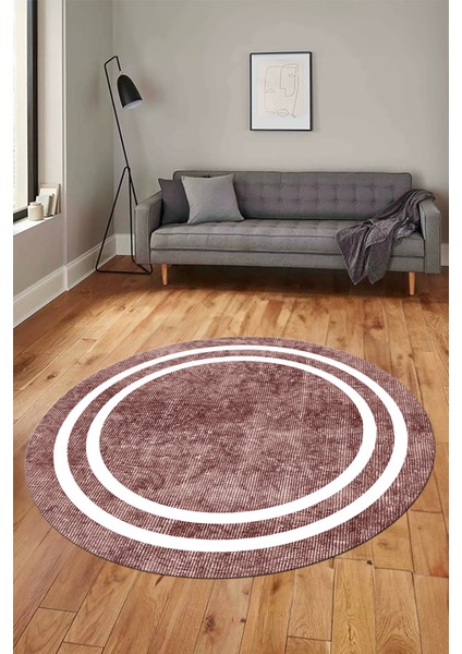 Dijital Kaymaz Yıkanabilir Sade Çerçeveli Yolluk Mutfak Yuvarlak Salon Halısı, Y-Çerçeveli-30-Bordo, fırsatları