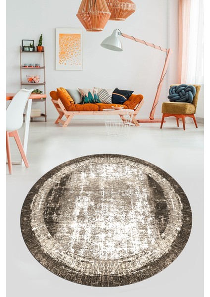 Sade Çerçeve Desen Modern Yıkanabilir Yolluk Mutfak Yuvarlak Salon Halısı, Y-Çerçeveli-14-Kahve, modelleri