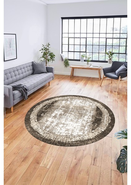 Sade Çerçeve Desen Modern Yıkanabilir Yolluk Mutfak Yuvarlak Salon Halısı, Y-Çerçeveli-14-Kahve, fırsatları