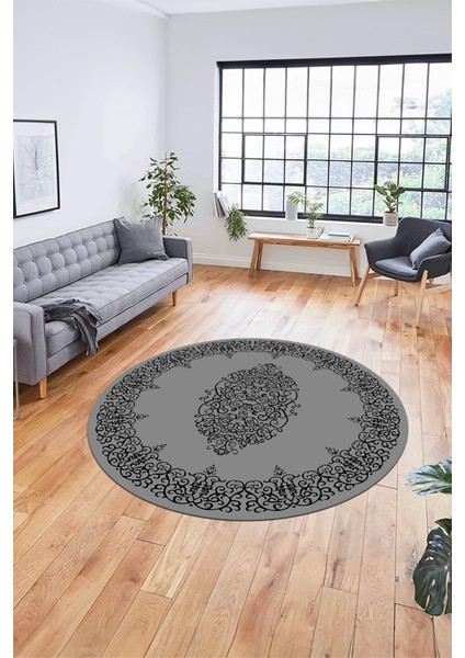Klasik Çerçeve Desenli Yıkanabilir Kaymaz Yolluk Mutfak Yuvarlak Salon Halısı, Y-Çerçeveli-22-Gri, fiyatları