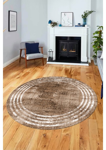 Çerçeve Modern Desen Yıkanabilir Kaymaz Yolluk Mutfak Yuvarlak Salon Halısı, Y-Çerçeve-32-Kahve, fiyatları