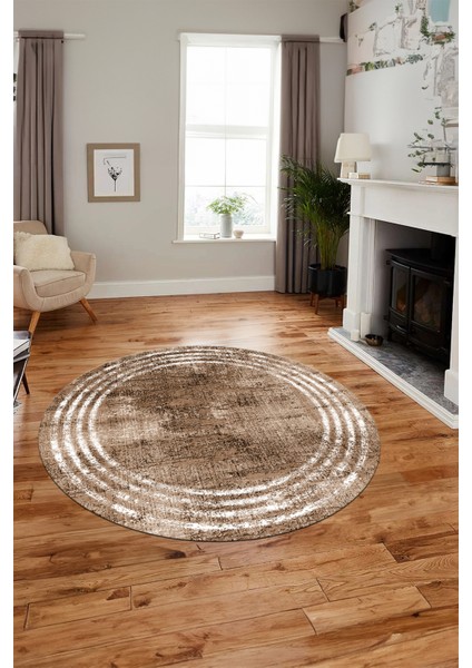 Çerçeve Modern Desen Yıkanabilir Kaymaz Yolluk Mutfak Yuvarlak Salon Halısı, Y-Çerçeve-32-Kahve, indirimleri