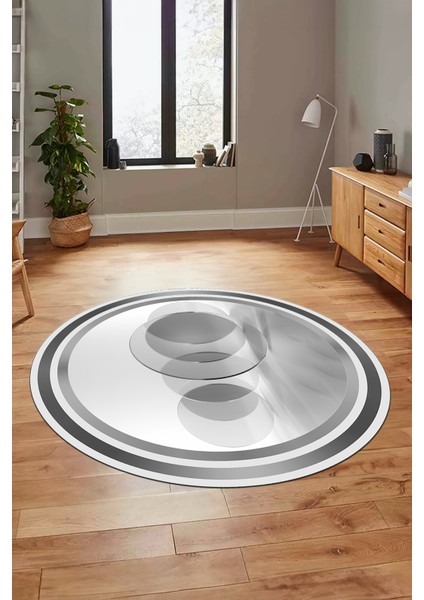 Modern Çerçeve Desen Yıkanabilir Kaymaz Yolluk Mutfak Yuvarlak Salon Halısı, Y-Çerçeveli-24-Gri, fırsatları