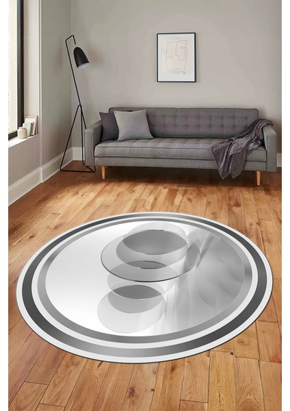 Modern Çerçeve Desen Yıkanabilir Kaymaz Yolluk Mutfak Yuvarlak Salon Halısı, Y-Çerçeveli-24-Gri, indirimleri