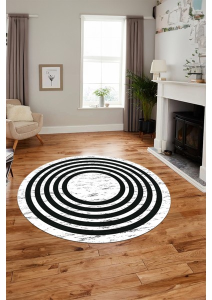 Yeni Şık Tasarım Yıkanabilir Kaymaz Çerçeveli Yolluk Yuvarlak Salon Halısı, Y-Çerçeveli-41-Antrasit, modelleri