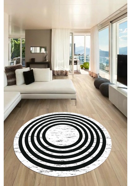 Yeni Şık Tasarım Yıkanabilir Kaymaz Çerçeveli Yolluk Yuvarlak Salon Halısı, Y-Çerçeveli-41-Antrasit, fırsatları