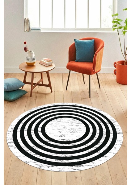 Yeni Şık Tasarım Yıkanabilir Kaymaz Çerçeveli Yolluk Yuvarlak Salon Halısı, Y-Çerçeveli-41-Antrasit, indirimleri