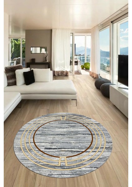 Yeni Şık Yıkanabilir Kaymaz Çerçeveli Modern Yuvarlak Yolluk Salon Halısı, Y-Çerçeveli-42-Vizon, fırsatları