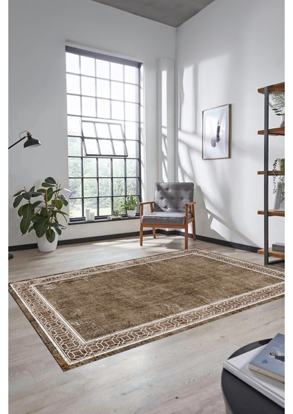 Çerçeveli Zincir Desenli Yıkanabilir Kaymaz Yolluk Mutfak Salon Halısı, Çerçeveli-31-Kahve, fırsatları